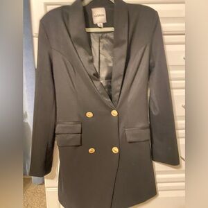 Akarise Elegant Black Blazer with Gold Buttons